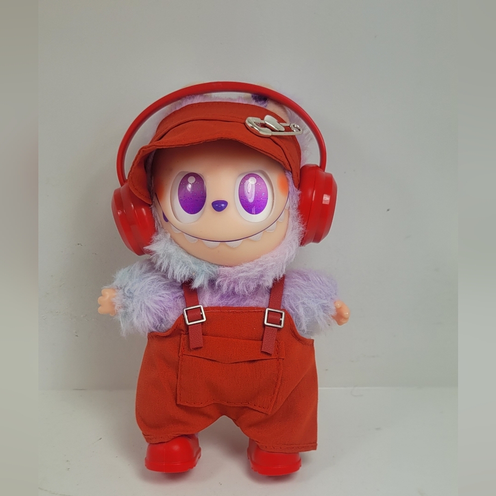 Adorable Labubu Red Outfit Shoes and Headphones Doll Not Included